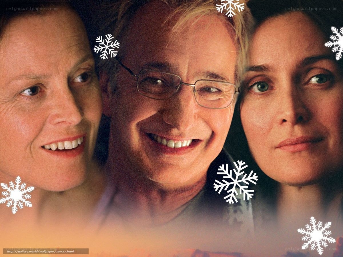 Three people with snowflakes