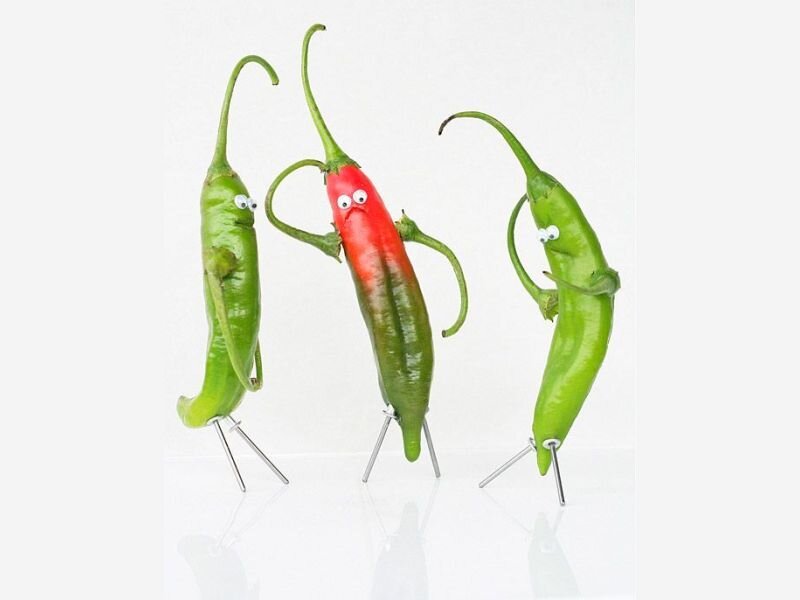 Three Peppers on Stands