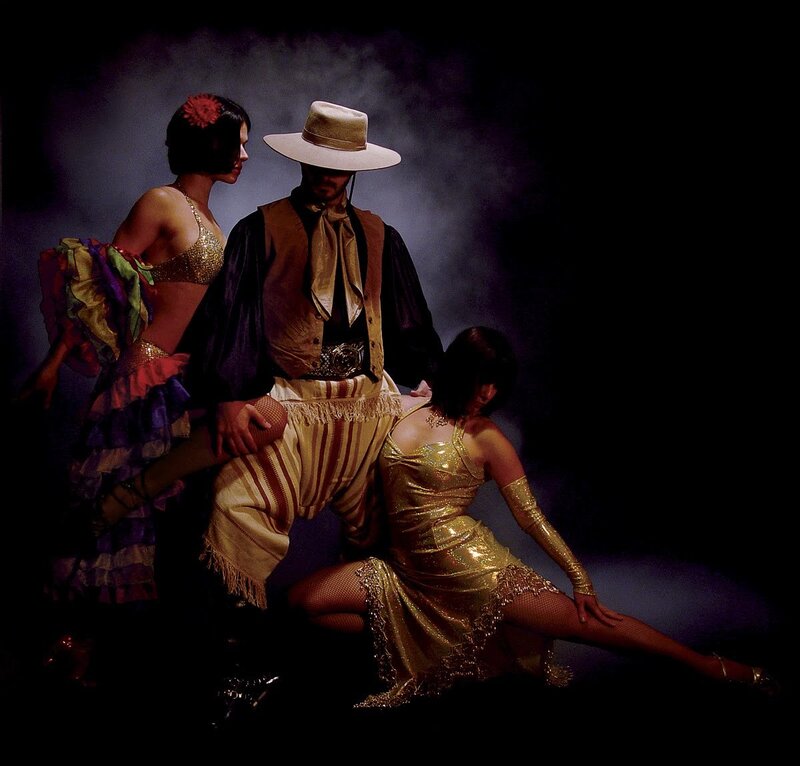 Three Performers in Costumes