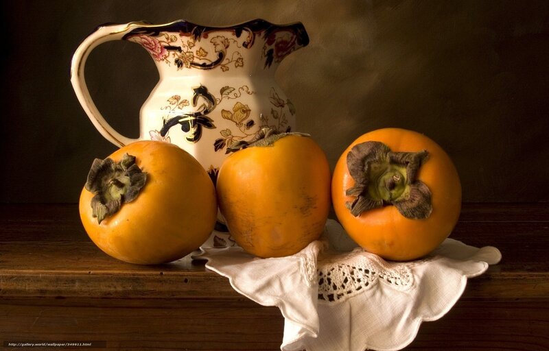 Three Persimmons and a Pitcher — Orange