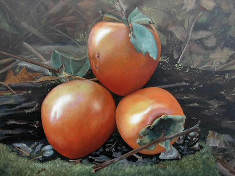 Three Persimmons on Ground