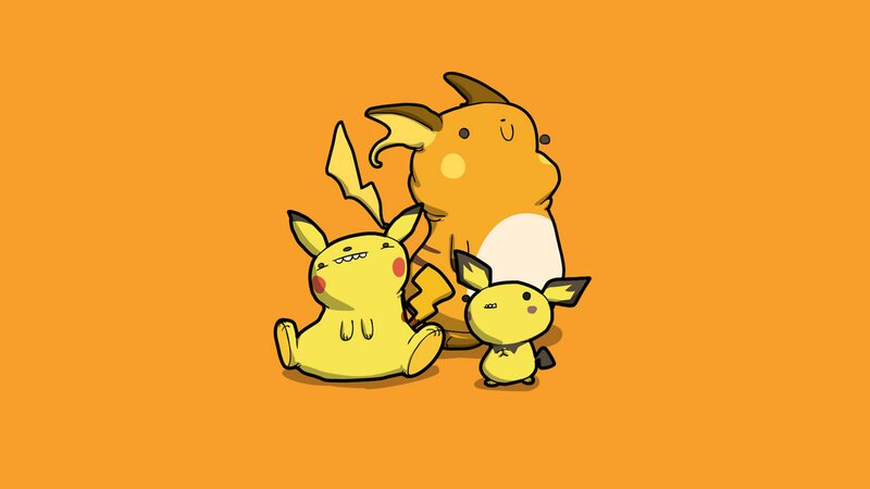 Three Pikachu Characters — Orange