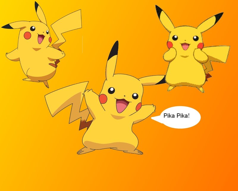 Three Pikachu characters