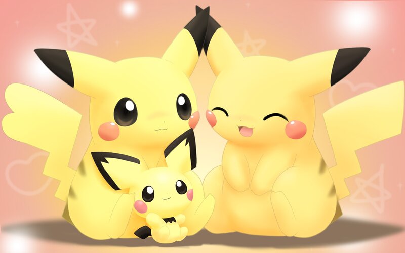 Three Pikachu Together — Yellow