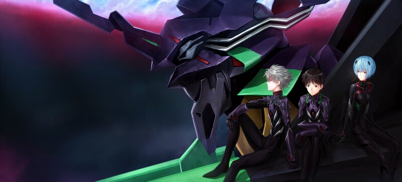 Three Pilots with Mecha — Purple