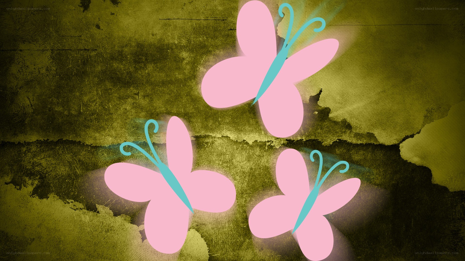 three pink butterflies