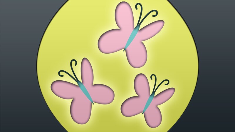 Three pink butterflies on yellow