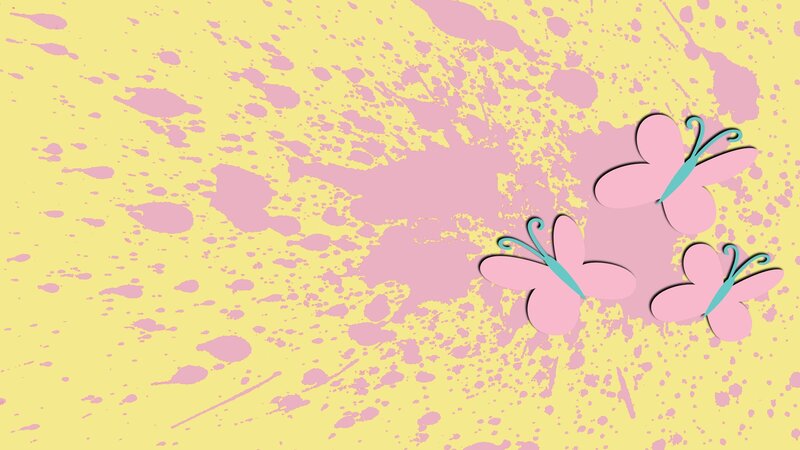 Three Pink Butterflies — Yellow, Playful, Digital Art