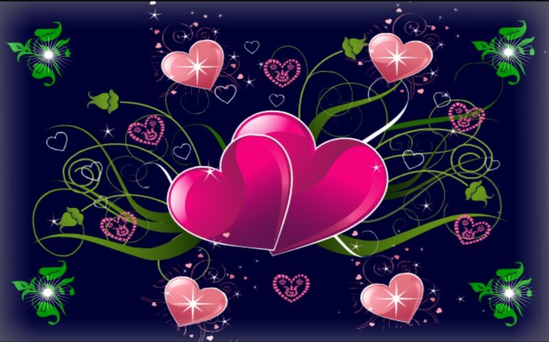 Three Pink Hearts — Romantic, Night