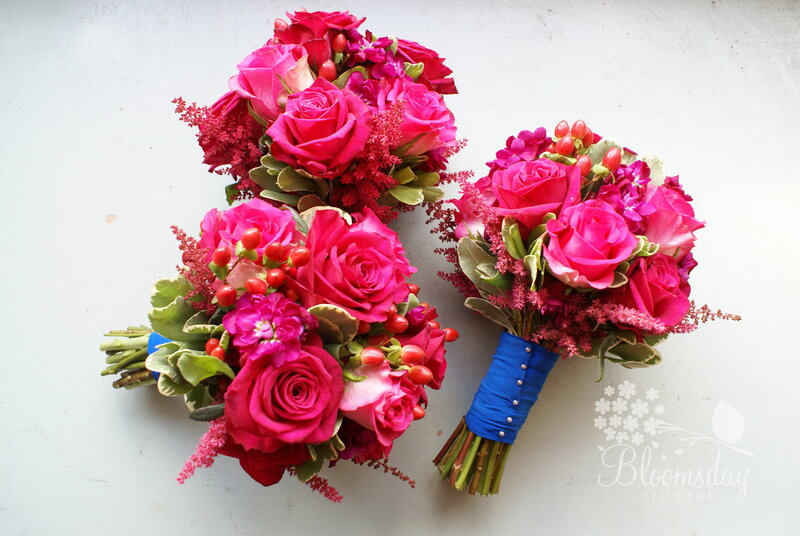 Three Pink Rose Bouquets