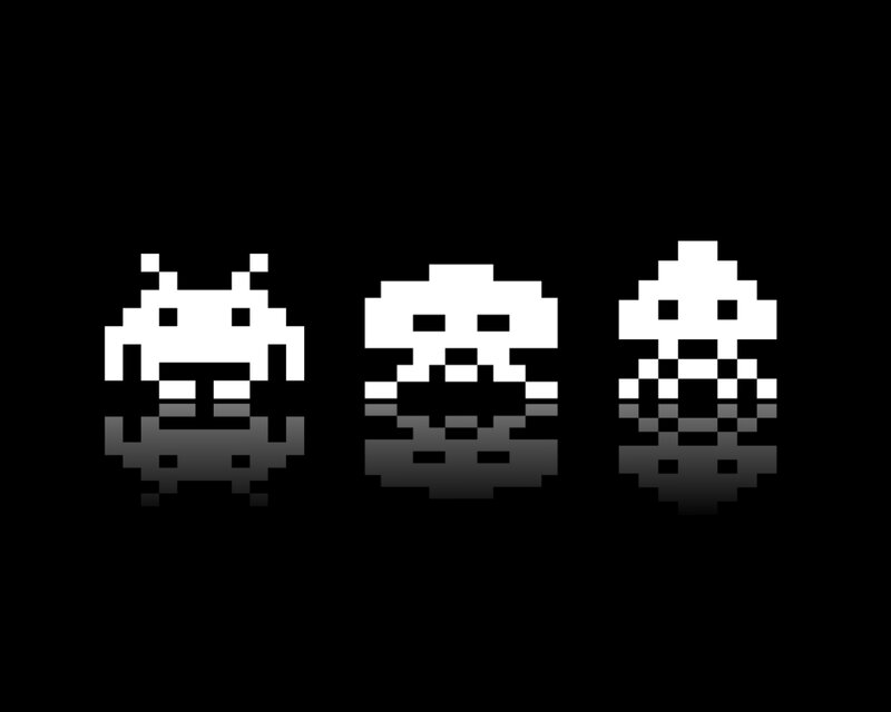 Three Pixelated Aliens