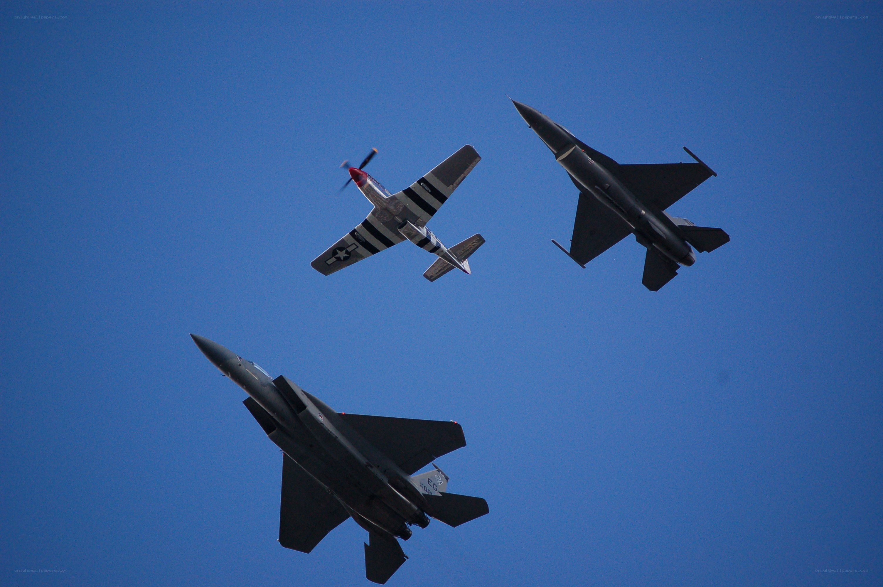 Three planes in formation