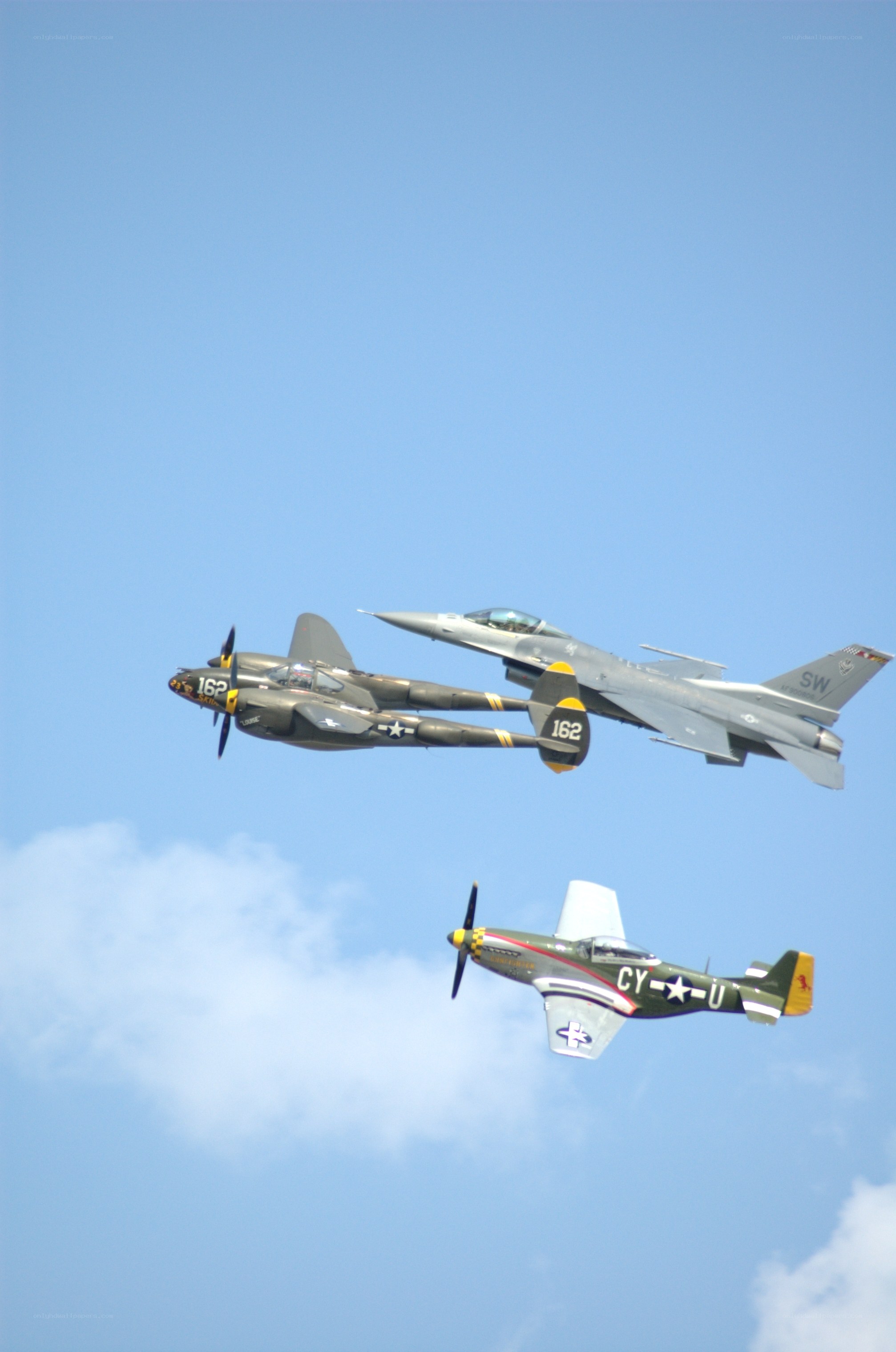 Three planes in formation