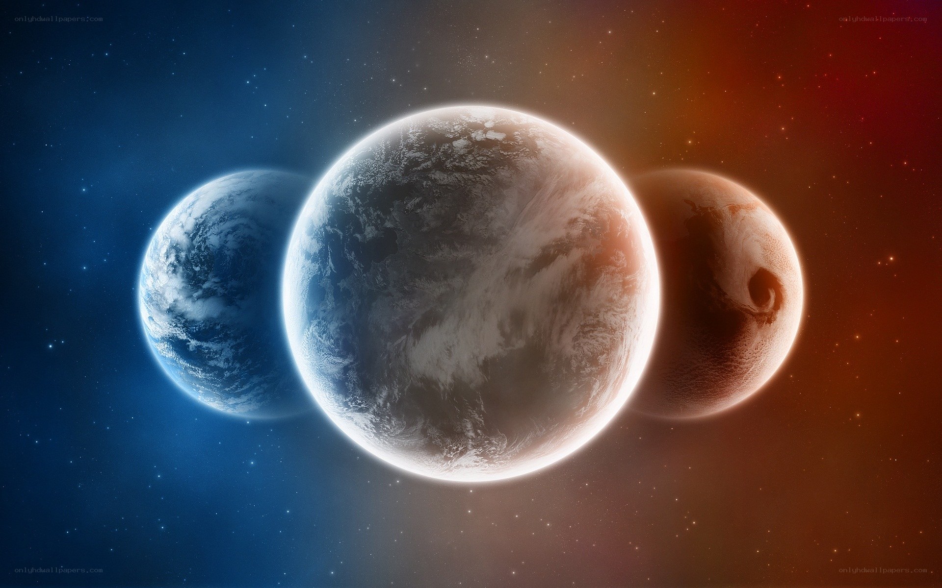 Three Planets in Space