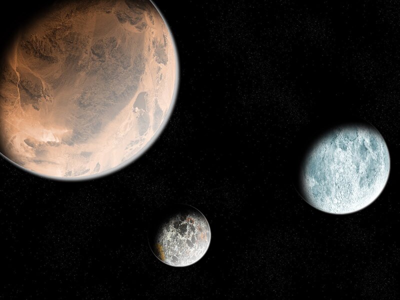 Three Planets in Space — Black, Dramatic