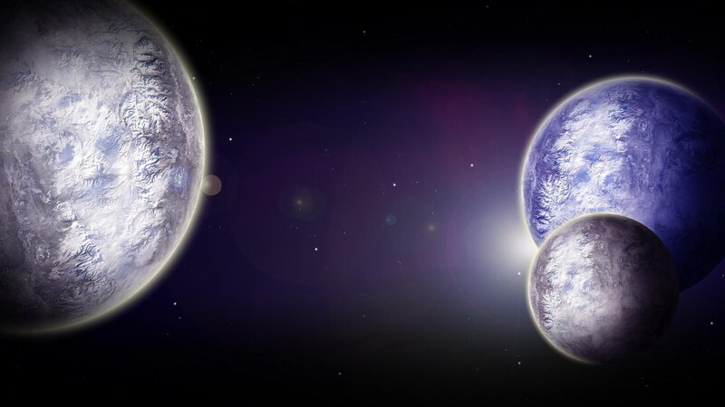 Three Planets in Space — Purple