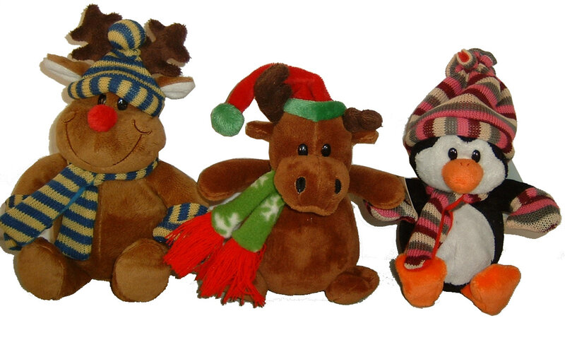 Three Plush Holiday Toys