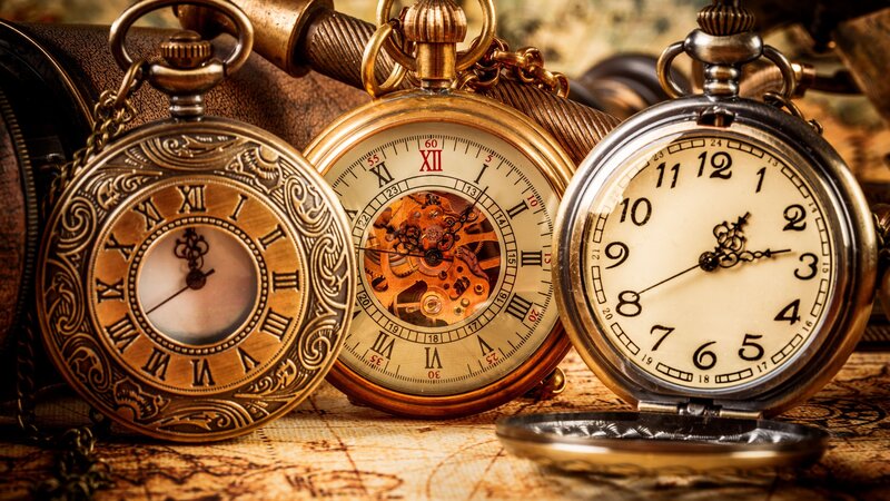 Three Pocket Watches — Gold, Vintage