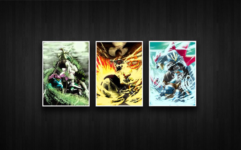 Three Pokémon Battle Scenes