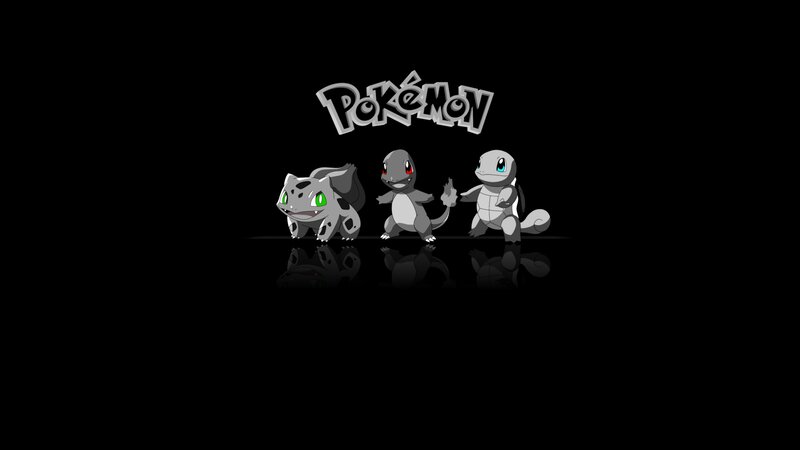 Three Pokémon Characters — Black, Dramatic, Digital Art