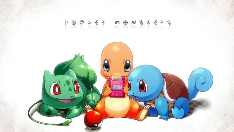Three Pokémon Characters — Green, Playful, Anime, Poké Ball