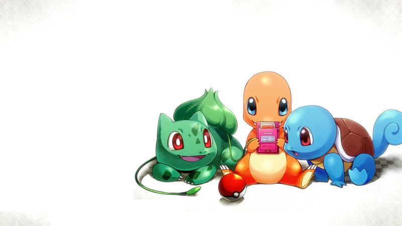 Three Pokémon Characters — Green, Playful, Anime