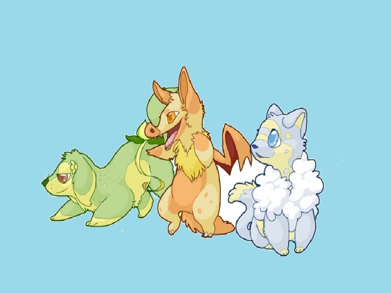 Three Pokémon Characters — Light Blue