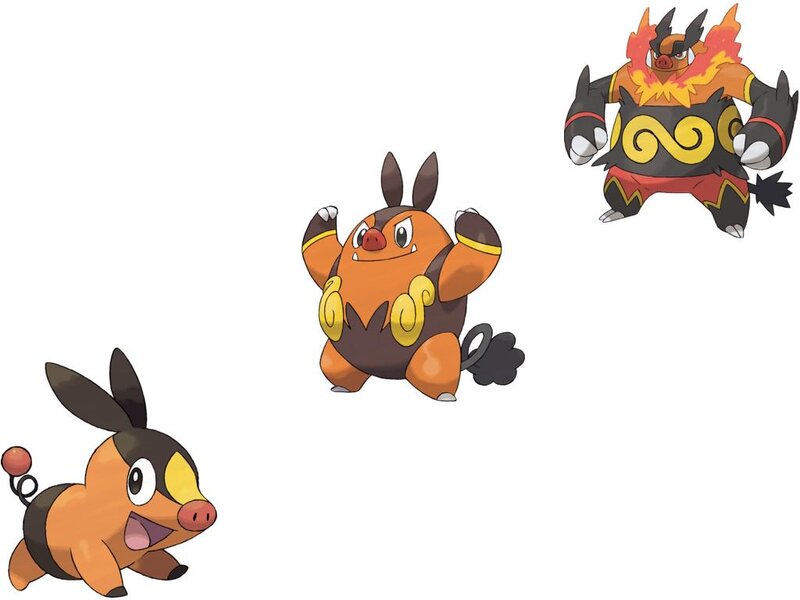 Three Pokémon Characters — Orange, Playful