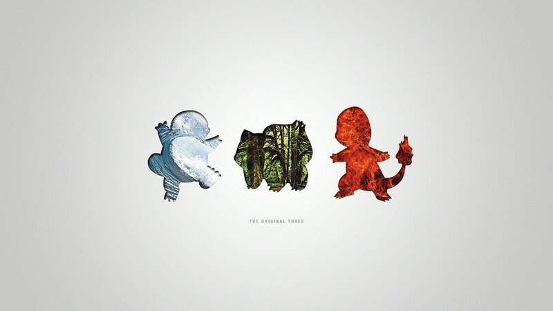 Three Pokémon Characters — White, Minimalist