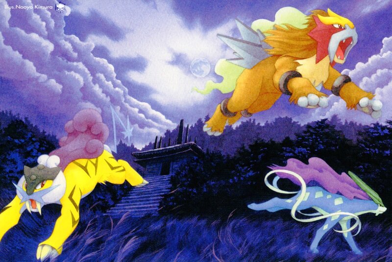 Three Pokémon in Motion