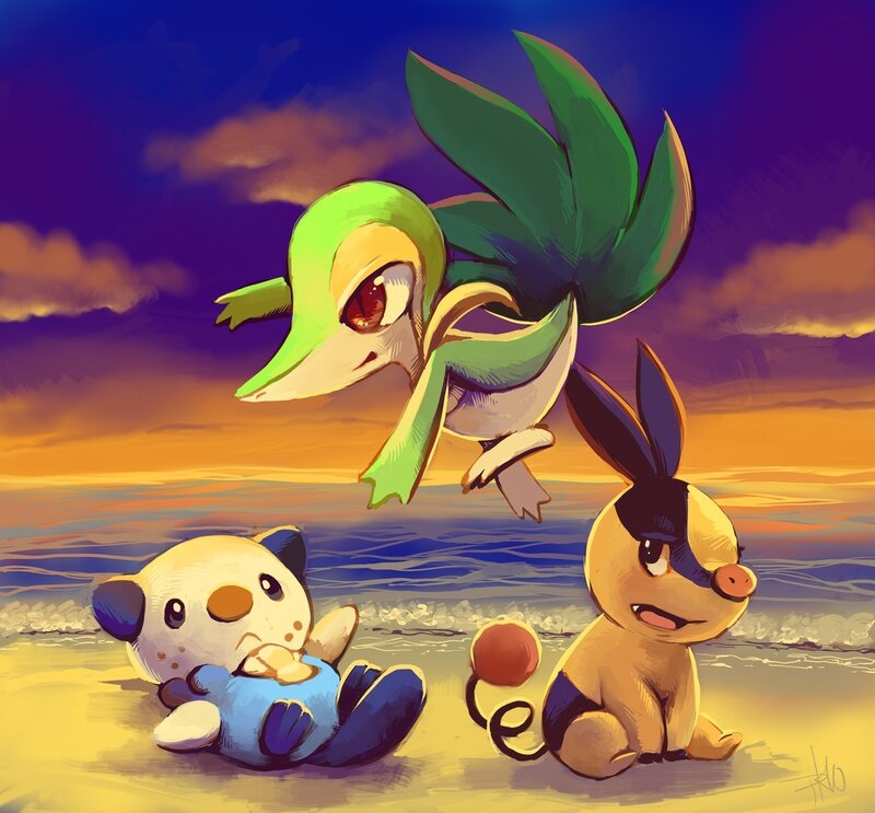 Three Pokémon on Beach