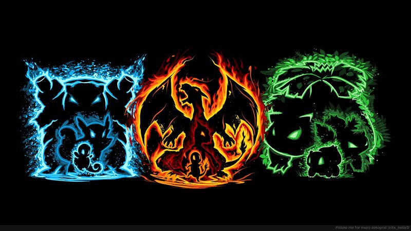 Three Pokémon Starters — Blue