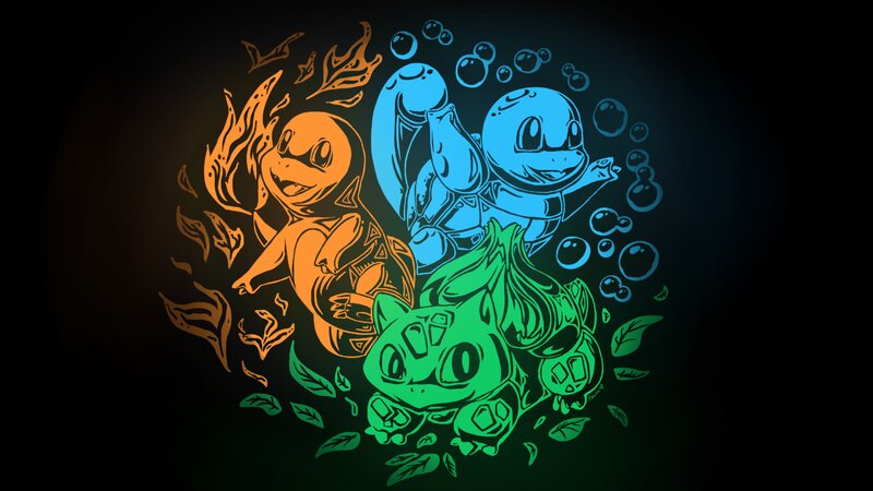 Three Pokémon Starters — Orange