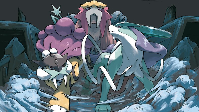 Three Pokemon in Battle — Blue, Dramatic