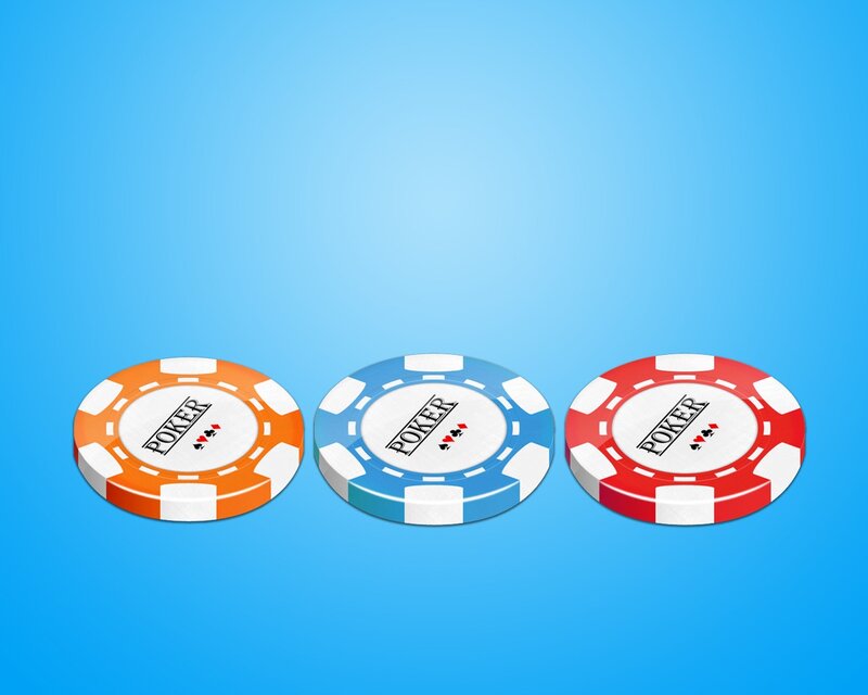 three poker chips in a row