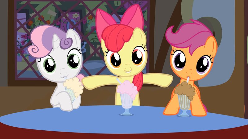 Three Ponies at a Table