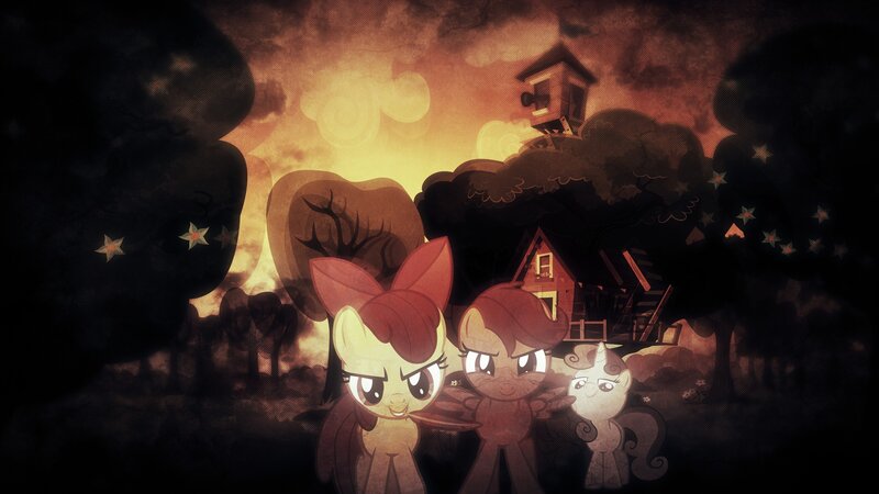 Three Ponies in Forest