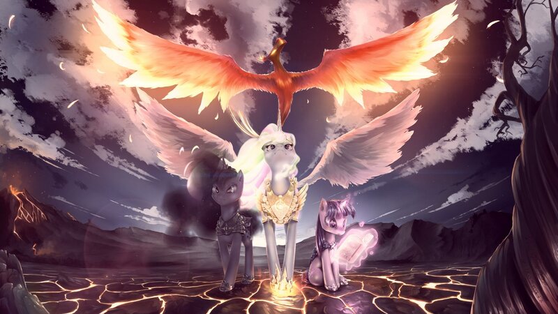 Three Ponies with a Phoenix