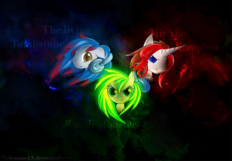Three Ponies with Headphones