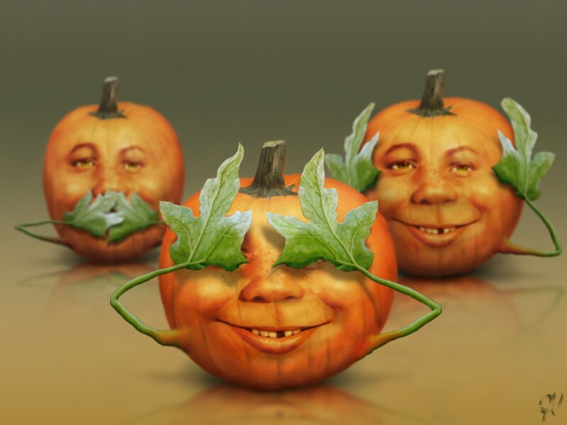 Three Pumpkin Faces
