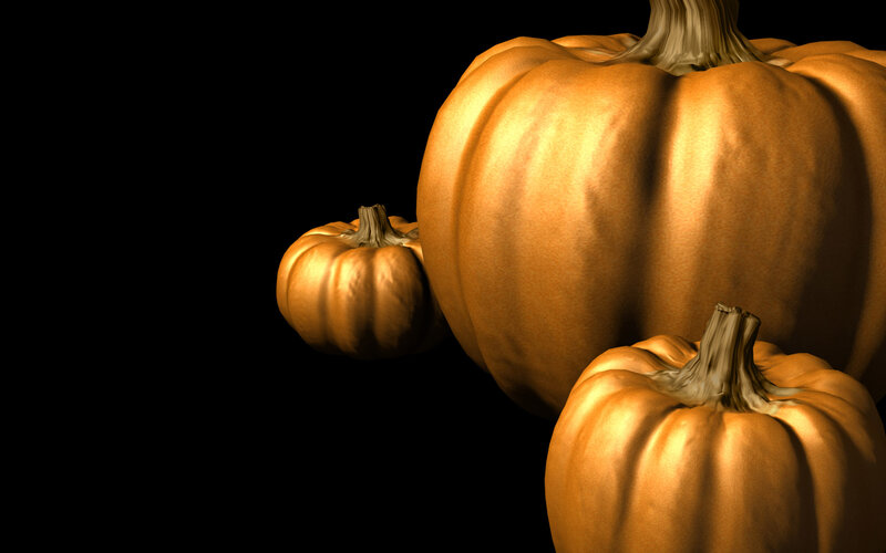 Three Pumpkins on Black — Orange