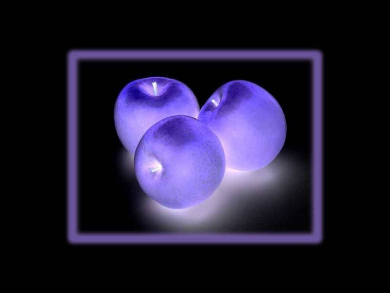 three purple apples
