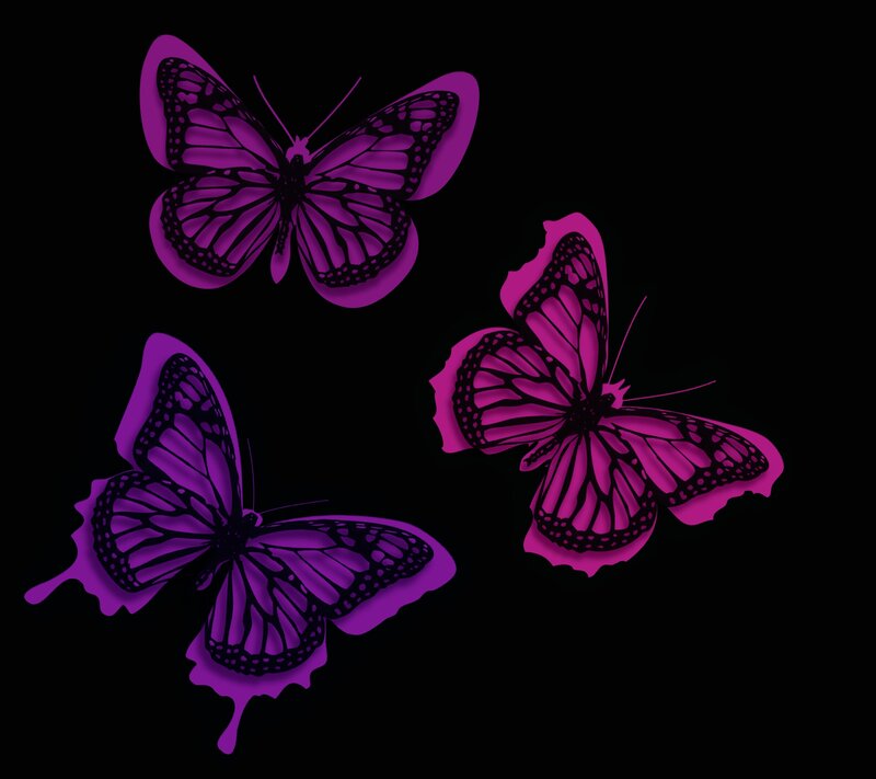 Three Purple Butterflies — Minimalist