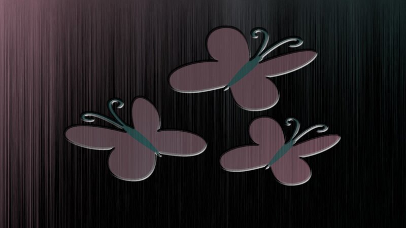 three purple butterflies on dark background
