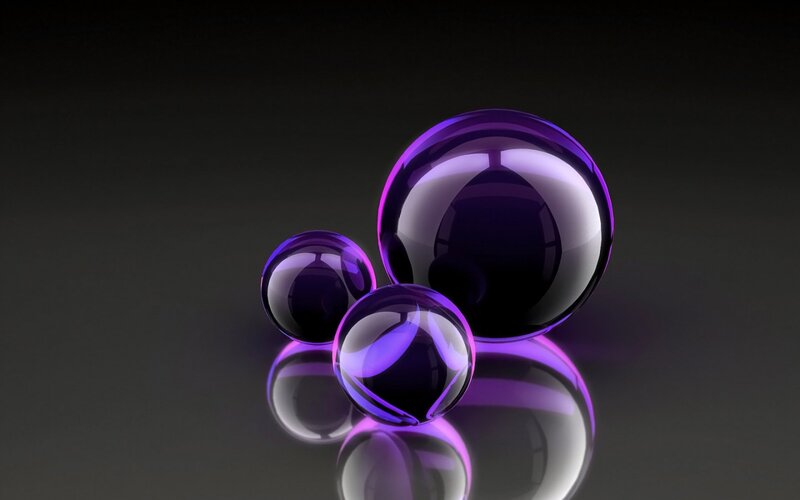 Three Purple Glass Spheres — Minimalist, 3d Render, Reflection