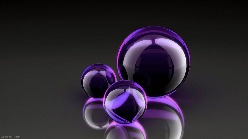 Three Purple Glass Spheres — Minimalist, 3d Render