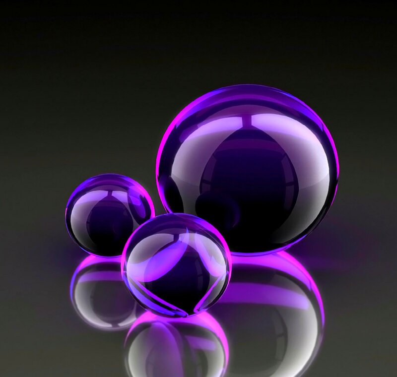 Three Purple Glass Spheres