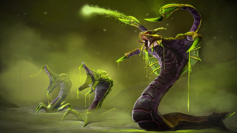 Three Purple Serpentine Creatures
