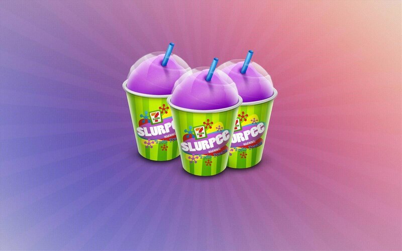 Three purple slurpees in cups