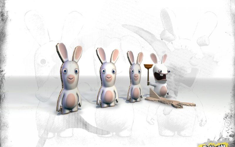 Three Rabbids in Cardboard